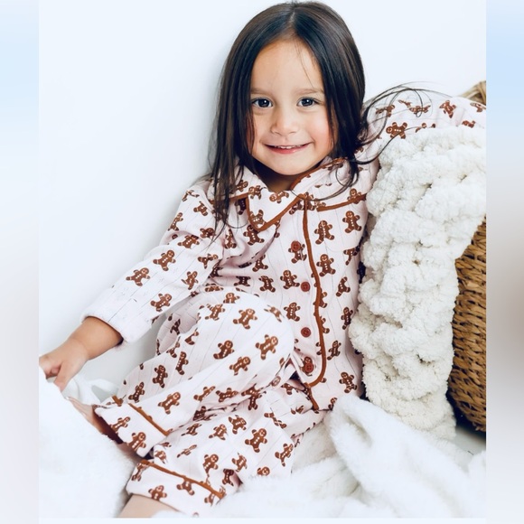 🎄Pointelle Gingerbread Knit Lounge Set 100% Organic Cotton NWT Siix Collection - Picture 6 of 6